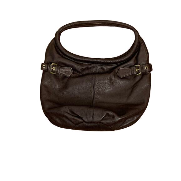 Kenneth Cole Dark Brown Leather Slouchy Hobo Circle Shoulder Bag - Picture 4 of 11